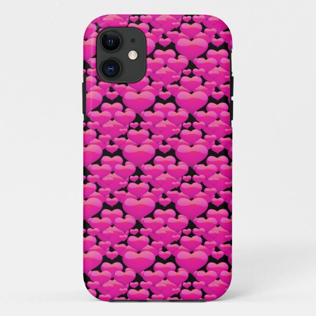 Pink Hearts on Black Case-Mate iPhone Case (Back)