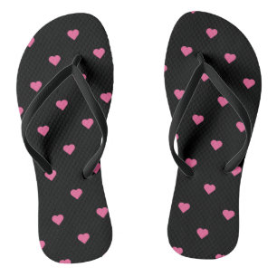 Pink Hearts on Black Jandals