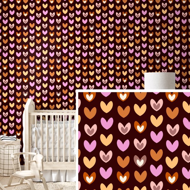 Pink Hearts on Brown Wallpaper (Creator Uploaded)