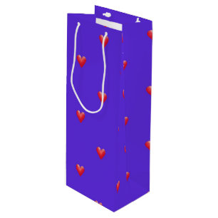 Pink Hearts on Purple Valentine's Day Wine Gift Bag