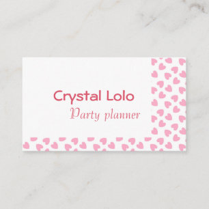 Pink hearts on white pattern business card
