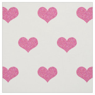 Pink Hearts on White Pattern Fabric