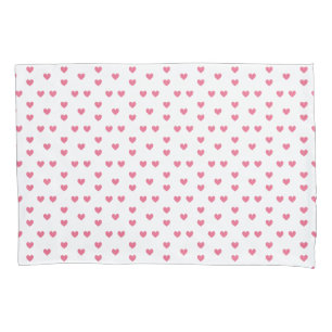Pink Hearts Ornamental Minimalist Modern Pattern. Pillowcase