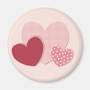Pink Hearts Paper Sticker Magnet