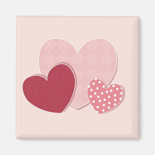 Pink Hearts Paper Sticker Magnet (Front)