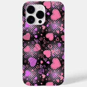Pink Hearts Pattern 01 Black BG Case-Mate iPhone 14 Pro Max Case