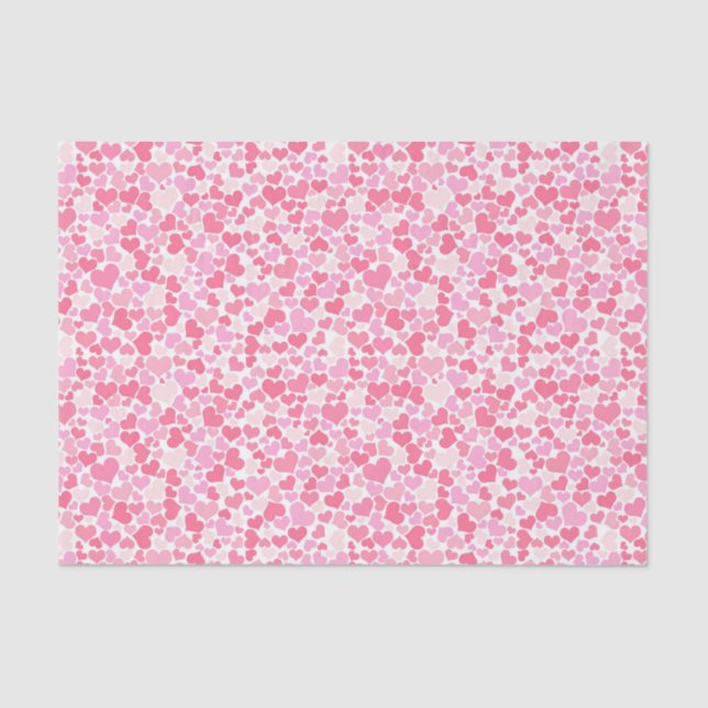 Pink Hearts Pattern - 10lb Tissue Paper, White Tissue Paper (Front)