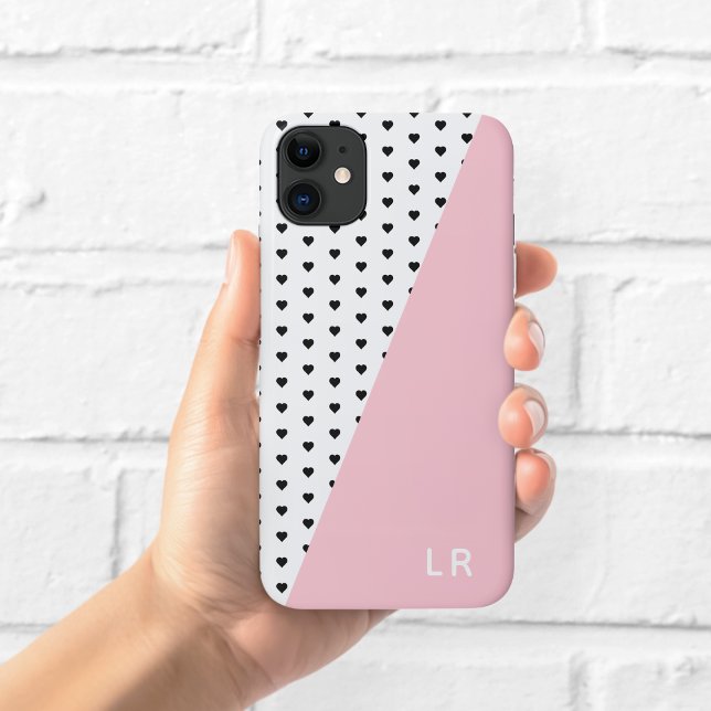 Pink Hearts Pattern Asymmetric Phone Case (Creator Uploaded)