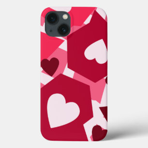 Pink, Hearts, Pattern iPhone 13 Case