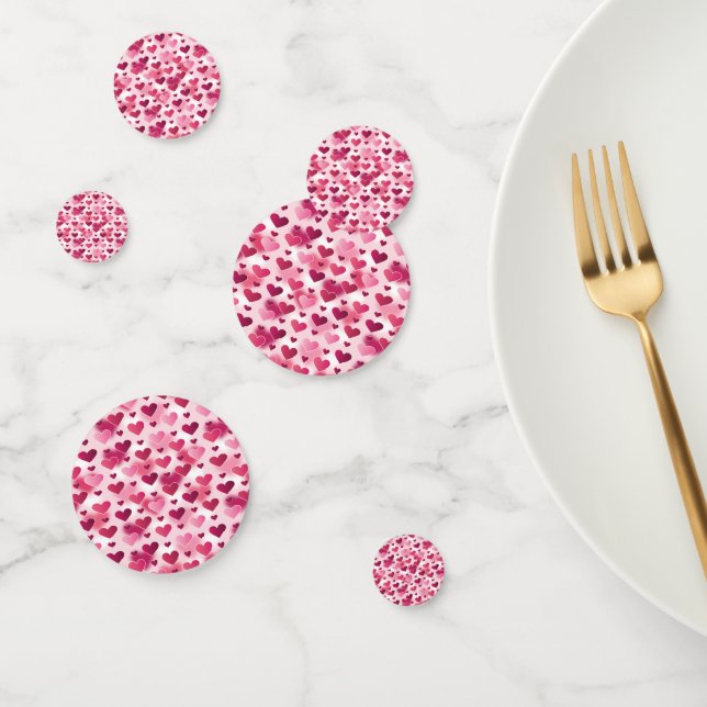 Pink Hearts Pattern Confetti (Group)