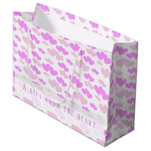 Pink hearts pattern custom large gift bag
