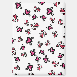 Pink Hearts Pattern – Cute Doodle Design Magnet