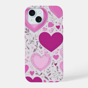 Pink hearts pattern iPhone 15 case