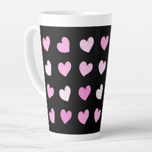 Pink Hearts Pattern Latte Mug