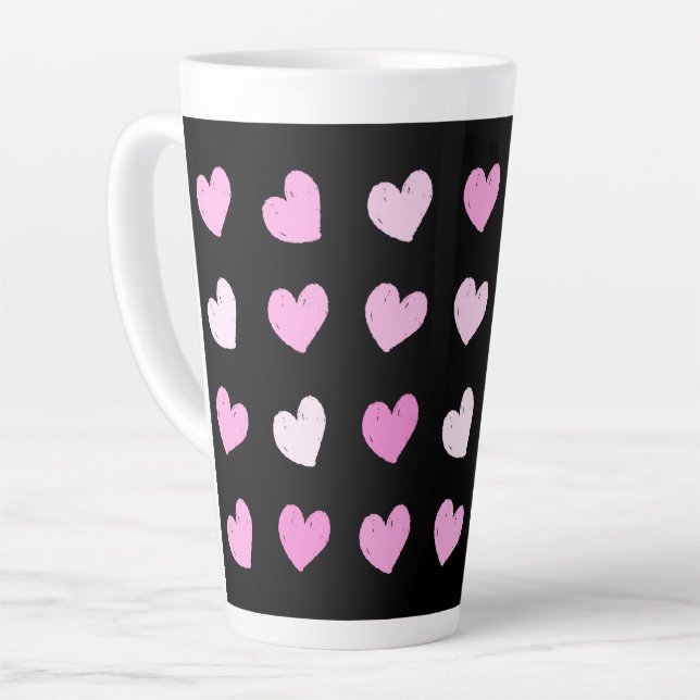Pink Hearts Pattern Latte Mug (Left Angle)