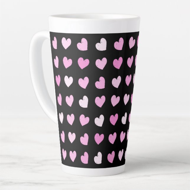 Pink Hearts Pattern Latte Mug (Left Angle)