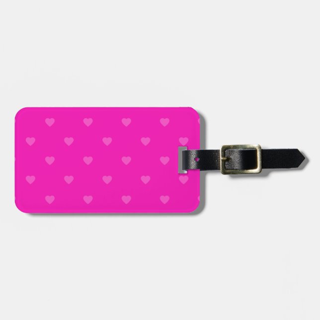 Pink hearts pattern luggage tag (Front Horizontal)