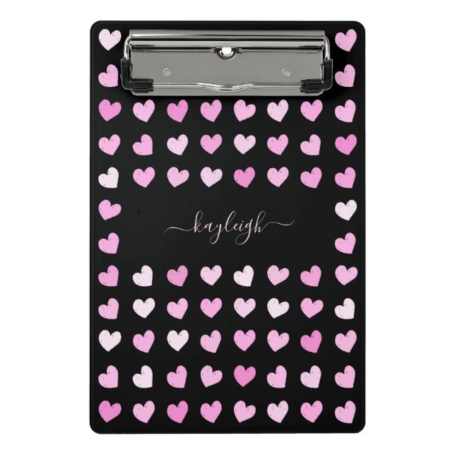 Pink Hearts Pattern Mini Clipboard (Front)