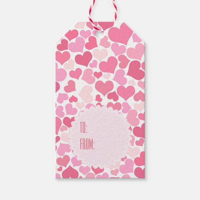 Pink Hearts Pattern - Personalised Gift Tags (Front)