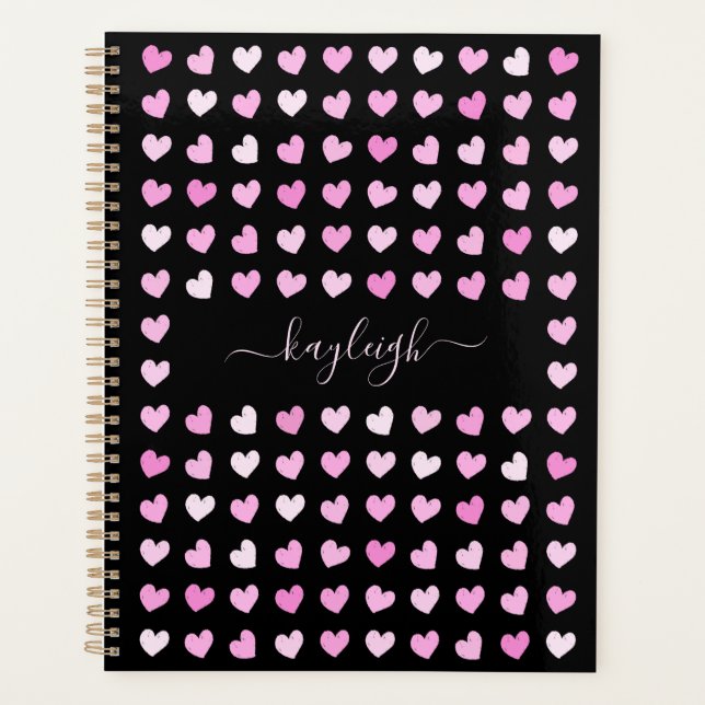 Pink Hearts Pattern Planner (Front)