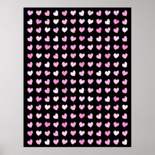 Pink Hearts Pattern Poster