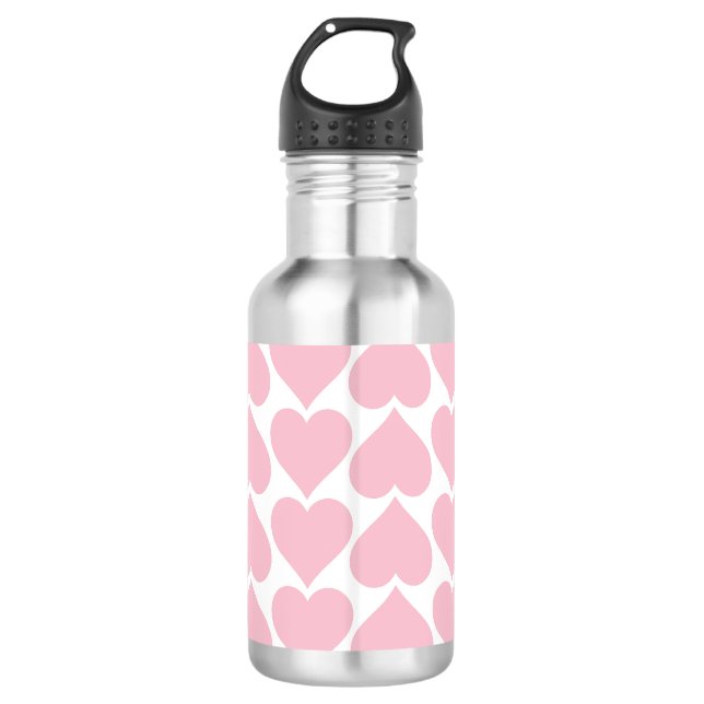 Pink Hearts Pattern, Romantic, Love 532 Ml Water Bottle (Front)