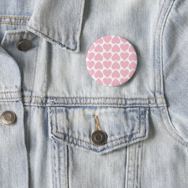 Pink Hearts Pattern, Romantic, Love 6 Cm Round Badge (In Situ)