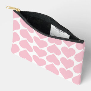 Pink Hearts Pattern, Romantic, Love Accessory Pouch