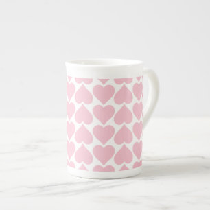 Pink Hearts Pattern, Romantic, Love Bone China Mug