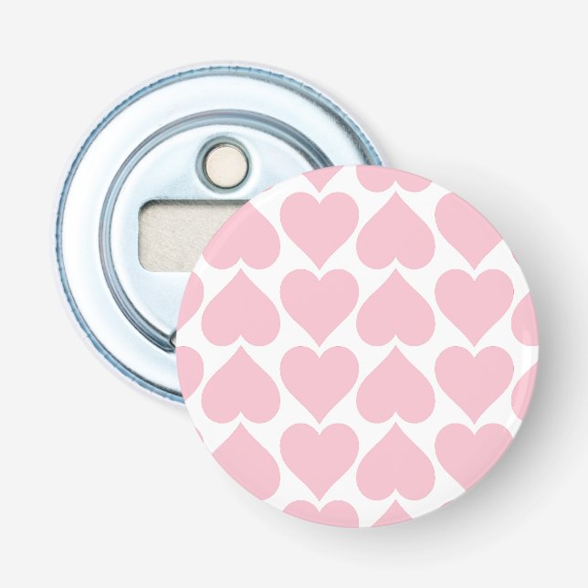 Pink Hearts Pattern, Romantic, Love Bottle Opener (Front)
