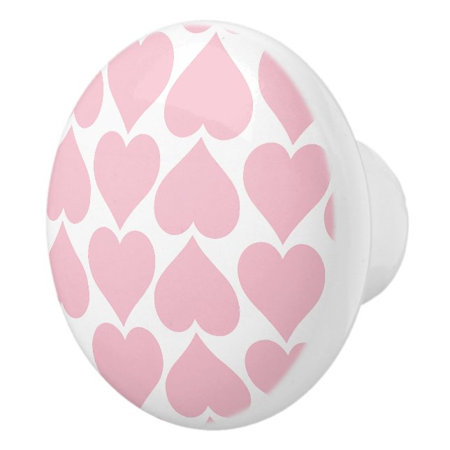 Pink Hearts Pattern, Romantic, Love Ceramic Knob (Right)