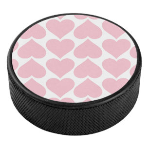 Pink Hearts Pattern, Romantic, Love Hockey Puck