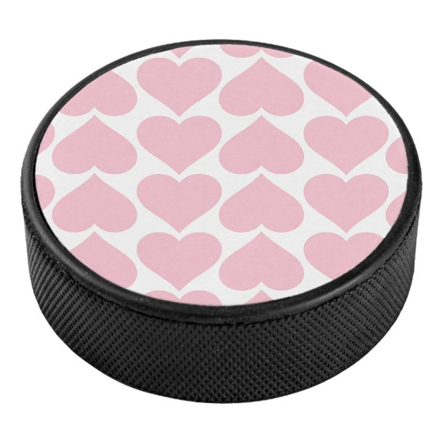 Pink Hearts Pattern, Romantic, Love Hockey Puck (3/4)