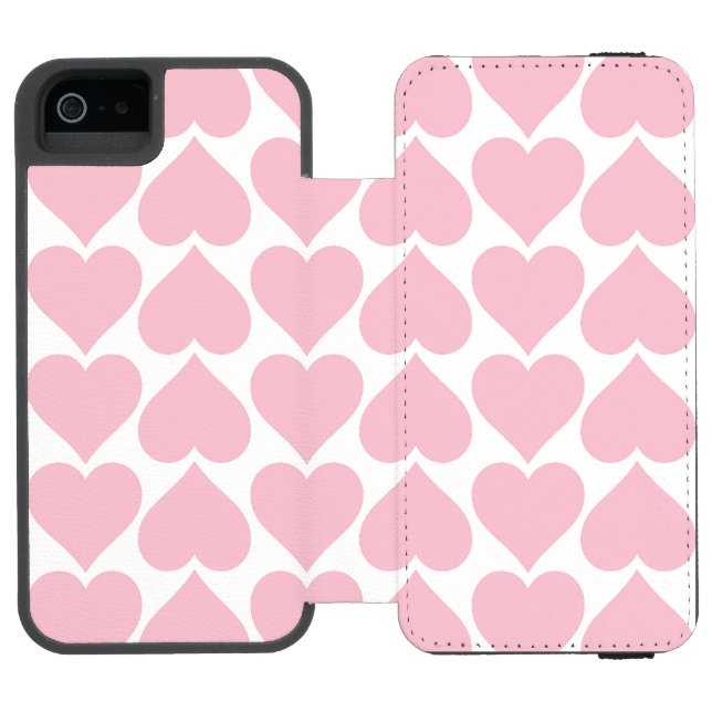Pink Hearts Pattern, Romantic, Love Incipio iPhone Wallet Case (Folio Open)