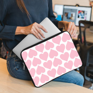 Pink Hearts Pattern, Romantic, Love Laptop Sleeve