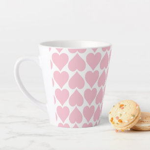 Pink Hearts Pattern, Romantic, Love Latte Mug