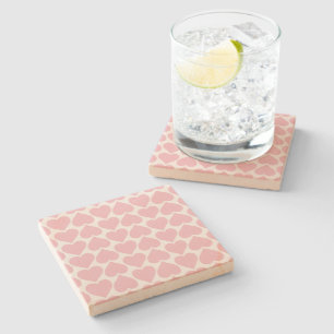 Pink Hearts Pattern, Romantic, Love Stone Coaster