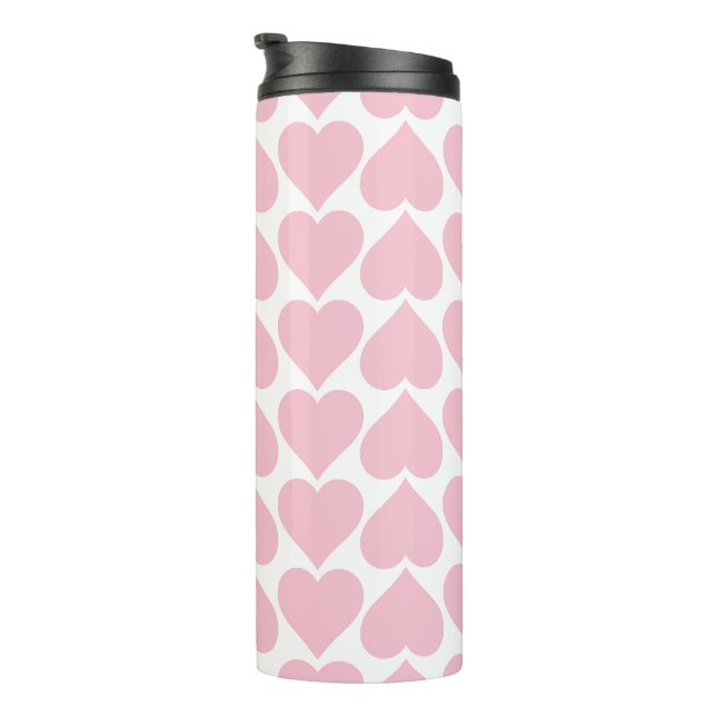 Pink Hearts Pattern, Romantic, Love Thermal Tumbler (Rotated Right)