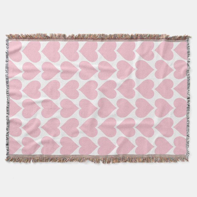 Pink Hearts Pattern, Romantic, Love Throw Blanket (Front)