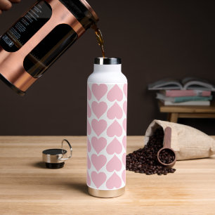 Pink Hearts Pattern, Romantic, Love Water Bottle