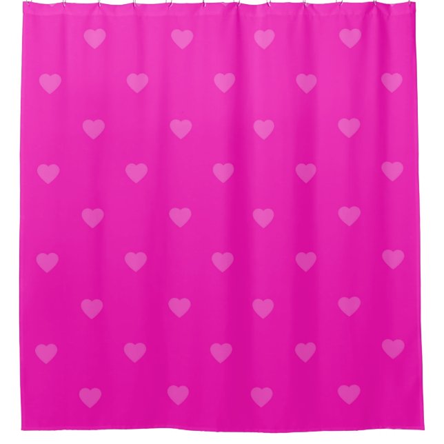 Pink hearts pattern shower curtain (Front)