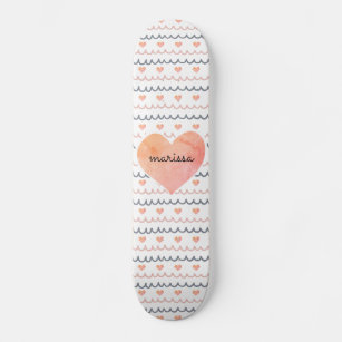 Pink Hearts Pattern  Skateboard