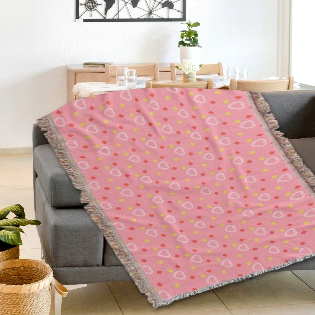 Pink Hearts Pattern Throw Blanket (Creator Uploaded)