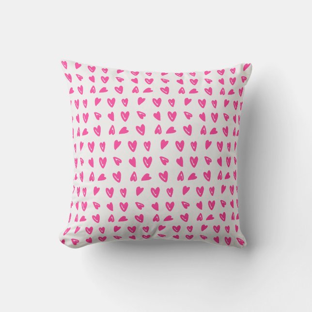 Pink Hearts Pattern Throw Pillow (Front)