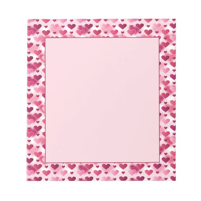 Pink Hearts Pattern - Valentine's Day Theme Notepad (Front)