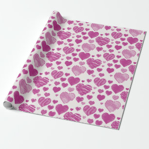 Pink Hearts Pattern Valentine's Day Wrapping Paper
