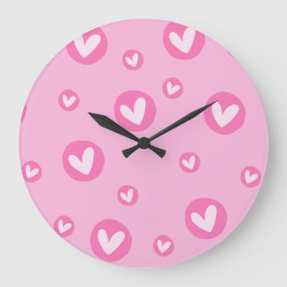 Pink Hearts Pattern Wall Clock