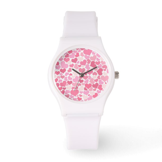 Pink Hearts Pattern - Watch (Front)