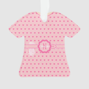 Pink Hearts Peach and Pink Dress Figurine TShirt Ornament