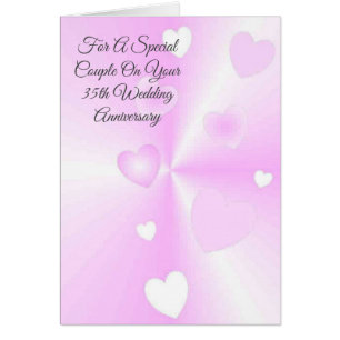 Pink Hearts Personalised 35th Wedding Anniversary